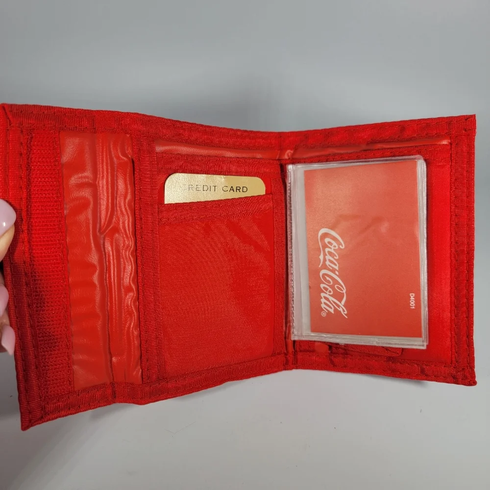 Coca Cola Wave Wallet Red Tri-Fold 1980s Classic Coke Wallet Vintage New